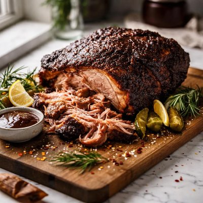 Image of Smoked Pork Shoulder Smoker or Pit