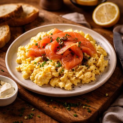 Image of Smoked Salmon and Creamy Scrambled Eggs