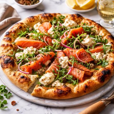 Image of Smoked Salmon and Goat Cheese Pizza