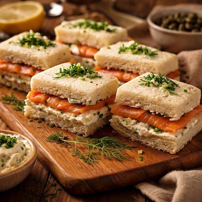 Image of Smoked Salmon and Scallion Tea Sandwiches