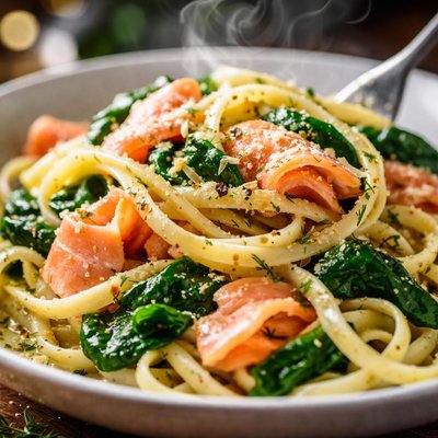 Image of Smoked Salmon and Spinach Linguine