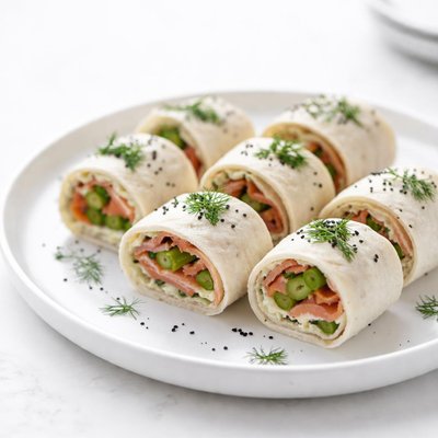 Image of Smoked Salmon Asparagus Pinwheels Party Sandwiches