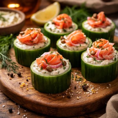 Image of Smoked Salmon Cucumber Cups