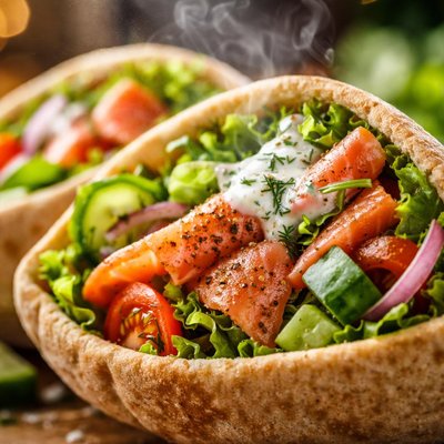 Image of Smoked Salmon or Trout Salad in Pita Pockets