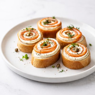 Image of Smoked Salmon Pinwheels or Baguette Slices