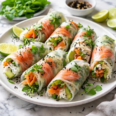 Image of Smoked Salmon Rice Paper Wraps