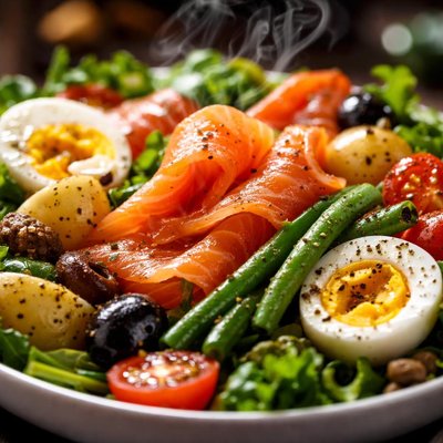 Image of Smoked Salmon Salad Nicoise Style