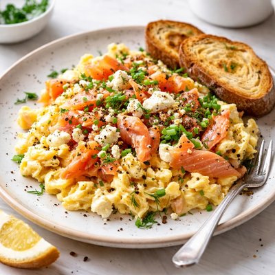 Image of Smoked Salmon Scramble with Feta