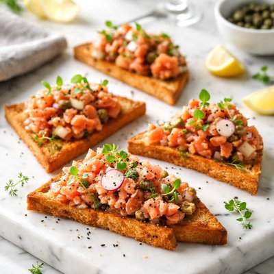 Image of Smoked Salmon Tartare on Toasted Points