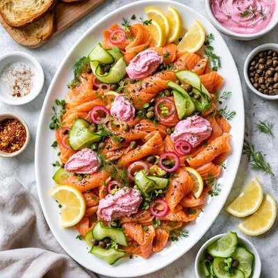Image of Smoked Salmon with Beetroot Vodka Creme Fraiche