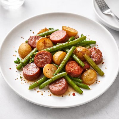 Image of Smoked Sausage Green Beans and Potatoes