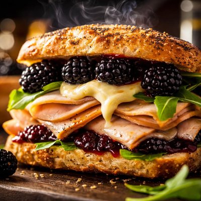Image of Smoked Turkey Mozzarella and Blackberry Sandwiches
