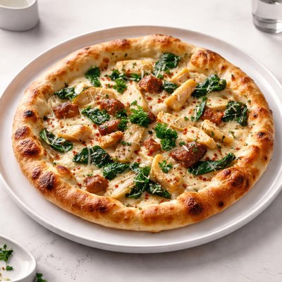 Image of Smokey Spinach and Artichoke Blonde Pizza