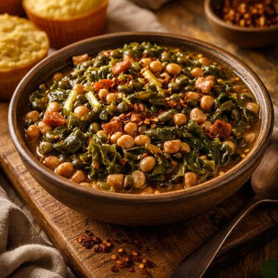 Image of Smokin Hot Black Eyed Peas and Collards