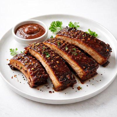 Image of Costillas de Cerdo a la BBQ Ahumadas Bajas en Grasa