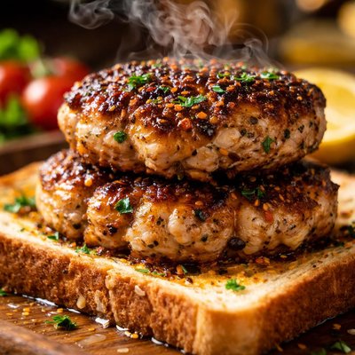 Image of Smoky Chicken Patties on Buttered Toast