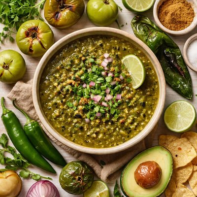 Image of Smoky Spicy Tomatillo Salsa Verde Aka Green Hell