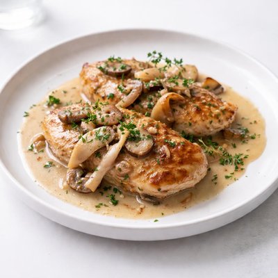 Image of Smothered Chicken in Wine Sauce