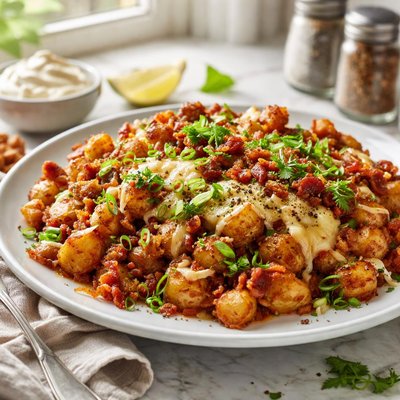 Image of Smothered Covered Lathered Fried Potatoes or Browns