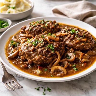 Image of Smothered Ground Sirloin Steak with Adobo Gravy