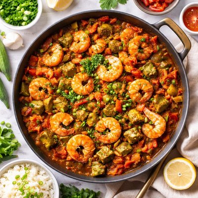 Image of Smothered Okra Wth Shrimp