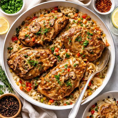 Image of Smothered Pork Chops and Rice