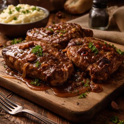 Image of Smothered Pork Chops in Red Eye Gravy