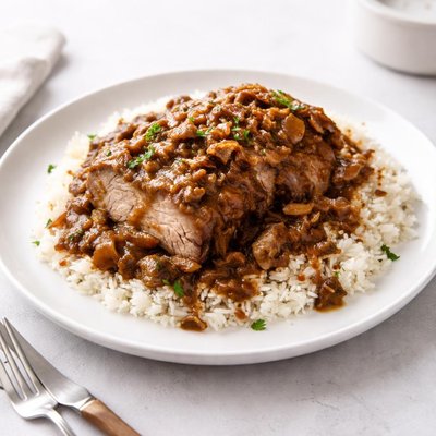Image of Smothered Pork Roast Over Rice