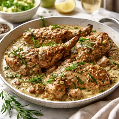 Image of Smothered Rabbit with Tarragon Sauce Chicken
