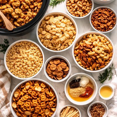 Image of Snack Mix Nuts Bolts Slow Cooker Recipe