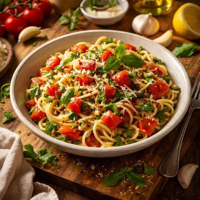 Image of So Easy Pasta with Fresh Herbs and Cold Tomato