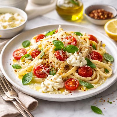 Image of So Easy Ricotta and Fettuccine with Tomatoes