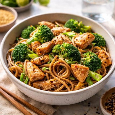 Image of Soba Noodles with Broccoli and Chicken