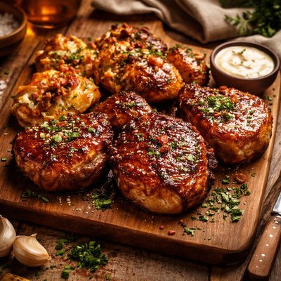 Image of Soda Pop Chops with Smashed Potatoes