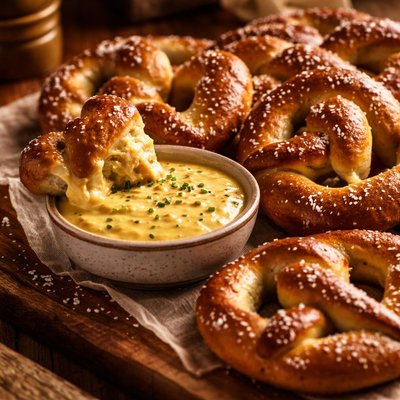 Image of Soft Baked Pretzels and a Cheesy Mustard Dip