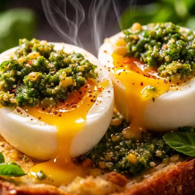 Image of Soft Boiled Eggs with Pesto
