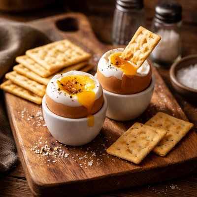Image of Soft Boiled Eggs with Saltines