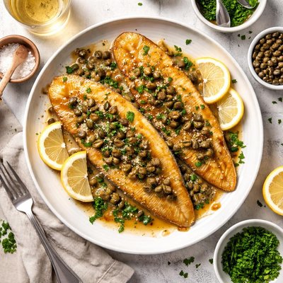 Image of Sole Meuniere with Browned Butter Caper Sauce