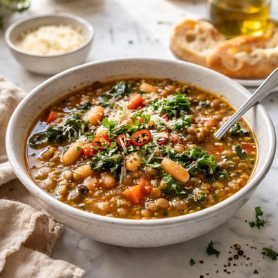 Image of Some Kind of Soup with Beans and Lentils