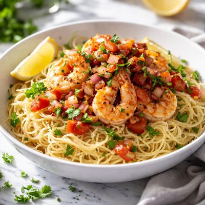 Image of Soprano Shrimp with Angel Hair Pasta and Salsa