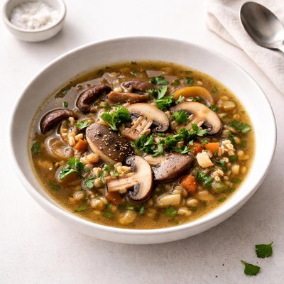 Image of Soup of Two Mushrooms and Barley