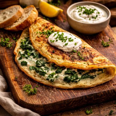 Image of Sour Cream and Spinach Omelette