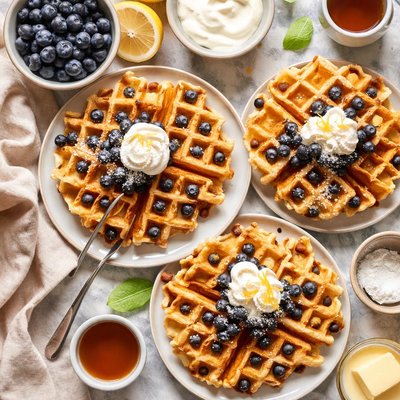 Image of Sour Cream Blueberry Waffles