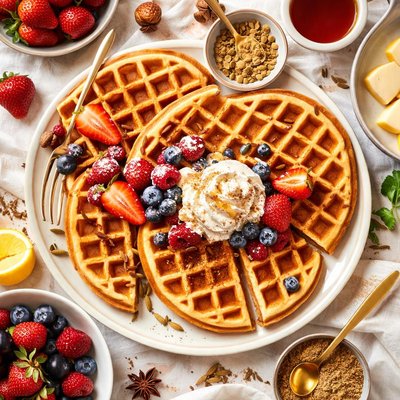 Image of Sour Cream Cardamom Waffles