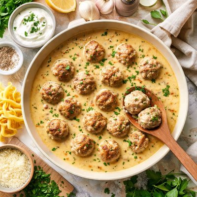Image of Sour Cream Meatballs in Cream of Chicken Soup