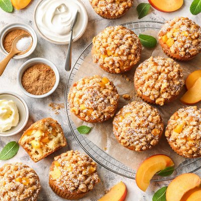 Image of Sour Cream Peach Muffins