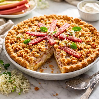 Image of Sour Cream Rhubarb Crumb Pie