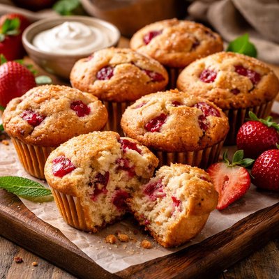 Image of Sour Cream Strawberry Muffins