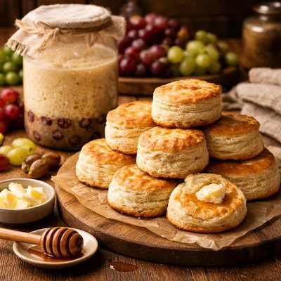 Image of Sourdough Natural Grape Starter and Sourdough Biscuits