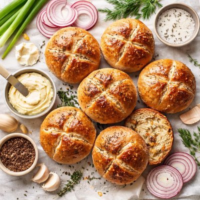 Image of Sourdough Rye and Onion Rolls Pistolet Style